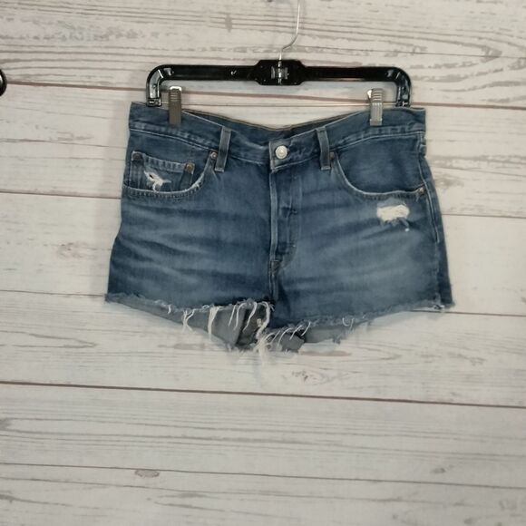 Levi's Blue Jean Shorts Distressed Cut-Off Style - Picture 1 of 12